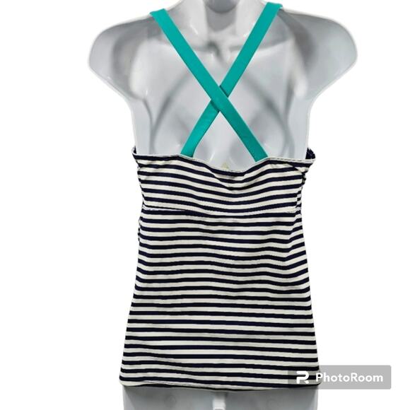 Beach Bump Maternity Navy/White Striped Tankini Top Size Medium - Picture 3 of 6